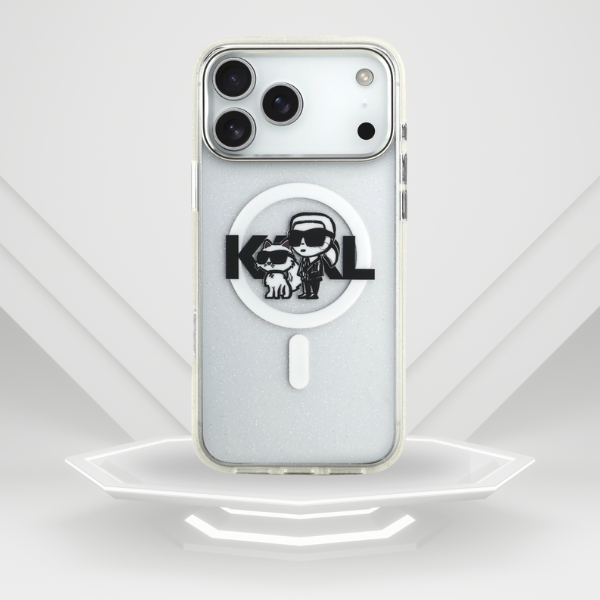 Karl Lagerfeld IML Glitter Karl & Choupette Sketch Logo MagSafe dėklas skirtas Apple iPhone 17 Pro Max Clear aprašymas - Prekės nuotrauka Karl Lagerfeld IML Glitter Karl & Choupette Sketch Logo MagSafe dėklas skirtas Apple iPhone 17 Pro Max Clear aprašymas - Prekės nuotrauka