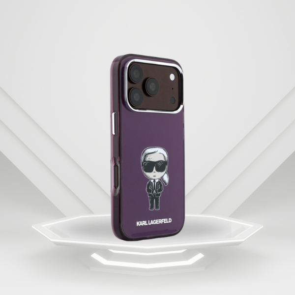 Karl Lagerfeld IML Ikonik Sketch Print MagSafe dėklas, skirtas iPhone 18 Pro / 17 Pro, bordo spalvos aprašymas - Prekės nuotrauka