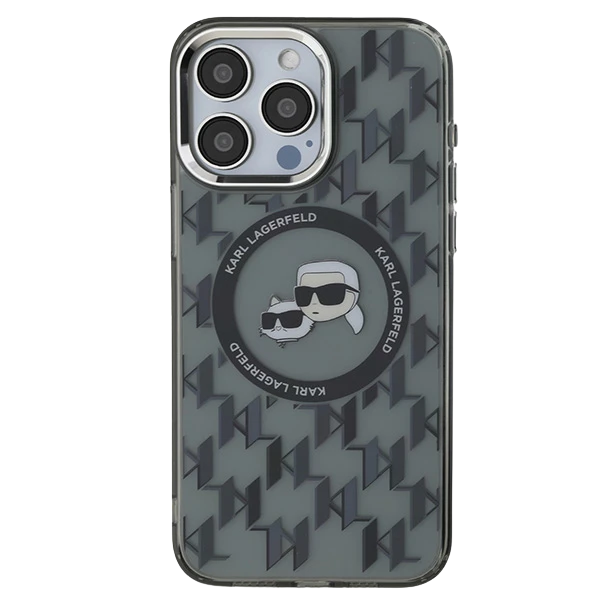 Karl Lagerfeld IML Monogram Karl & Choupette Head MagSafe Apple iPhone 16 - dėklas telefonui juodos spalvos aprašymas - Prekės nuotrauka