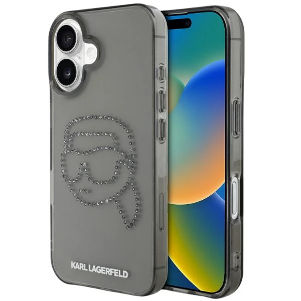Karl Lagerfeld IML Rhinestones Karl Head Apple iPhone 16 dėklas telefonui juodos spalvos aprašymas - Prekės nuotrauka Karl Lagerfeld IML Rhinestones Karl Head Apple iPhone 16 dėklas telefonui juodos spalvos aprašymas - Prekės nuotrauka