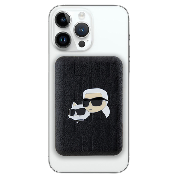 Karl Lagerfeld indukcinis išorinis akumuliatorius KLPB5FPGKSKCHK 16W 5000mAh juodos spalvos Karl&Choupette Head Pin MagSafe aprašymas - Prekės nuotrauka
