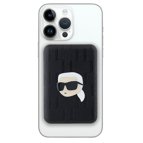 Karl Lagerfeld indukcinis išorinis akumuliatorius KLPB5FPGKSKIHK 16W 5000mAh juodos spalvos Karl Head Pin MagSafe aprašymas - Prekės nuotrauka