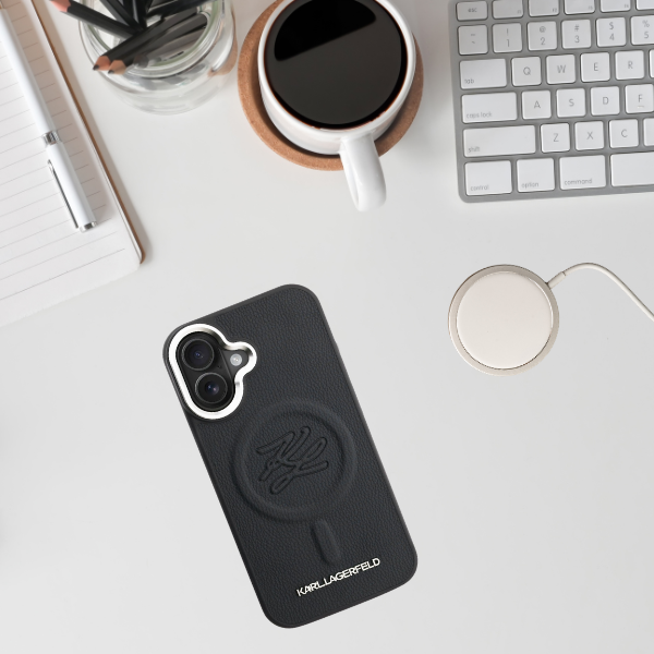 Dėklas Karl Lagerfeld Inicialų & Metalinė Logo MagSafe Danga iPhone 16 - Juoda aprašymas - Prekės nuotrauka