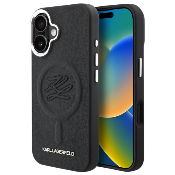 Dėklas Karl Lagerfeld Inicialų & Metalinė Logo MagSafe Danga iPhone 16 - Juoda aprašymas - Prekės nuotrauka