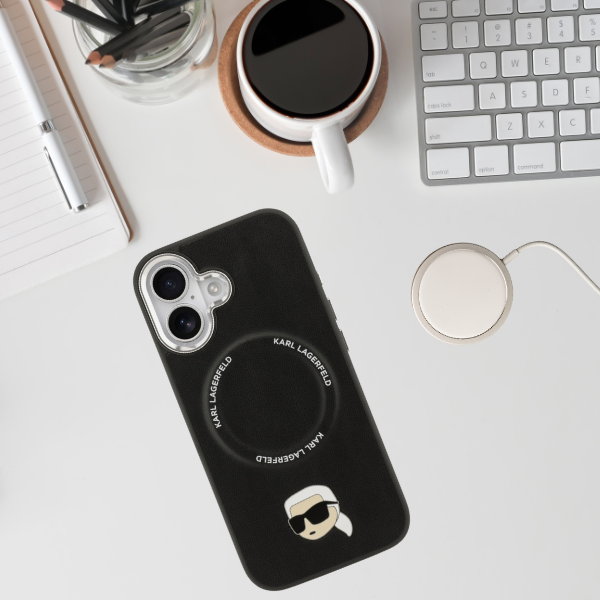 Karl Lagerfeld Karl Pin MagSafe Dėklas skirtas iPhone 17 juodos spalvos aprašymas - Prekės nuotrauka