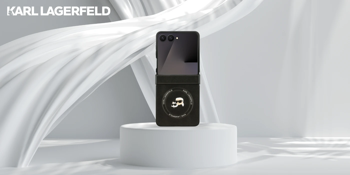 Karl Lagerfeld Karl&Choupette Pins MagSafe dėklas skirtas Samsung Galaxy Z Flip7 juodos spalvos aprašymas - Prekės nuotrauka