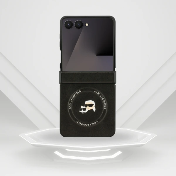 Karl Lagerfeld Karl&Choupette Pins MagSafe dėklas skirtas Samsung Galaxy Z Flip7 juodos spalvos aprašymas - Prekės nuotrauka