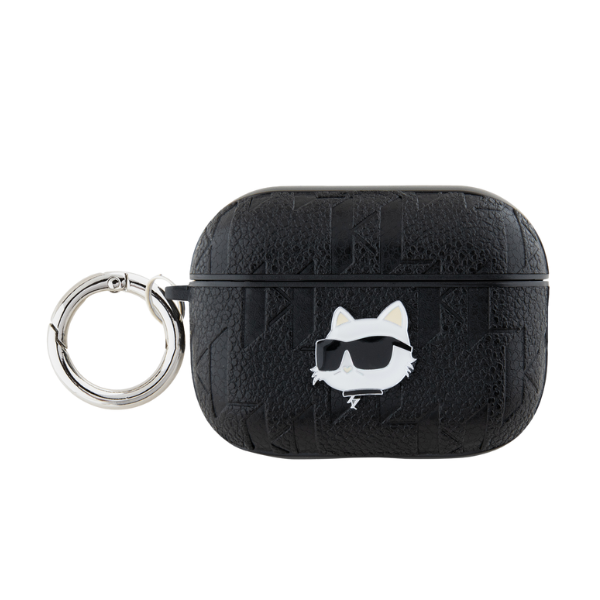 Karl Lagerfeld KLA2PGCHPK AirPods 1/2 dėklas juodos spalvos Monogram Choupette Head aprašymas - Prekės nuotrauka