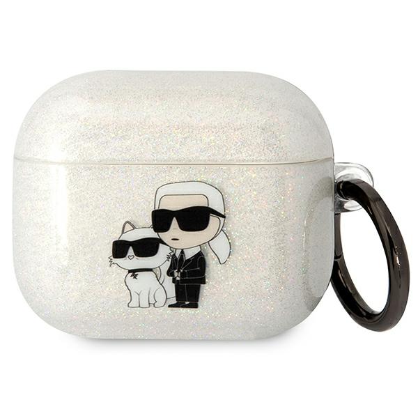 Karl Lagerfeld KLA3HNKCTGT Airpods 3 dėklas skaidrus Glitter Karl&Choupette aprašymas - Prekės nuotrauka