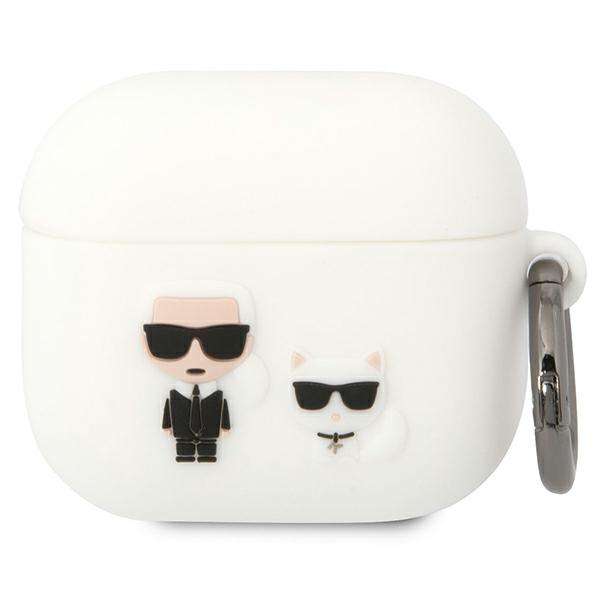 Karl Lagerfeld KLACA3SILKCW AirPods 3 dėklas baltos spalvos silikoninis Karl & Choupette aprašymas - Prekės nuotrauka