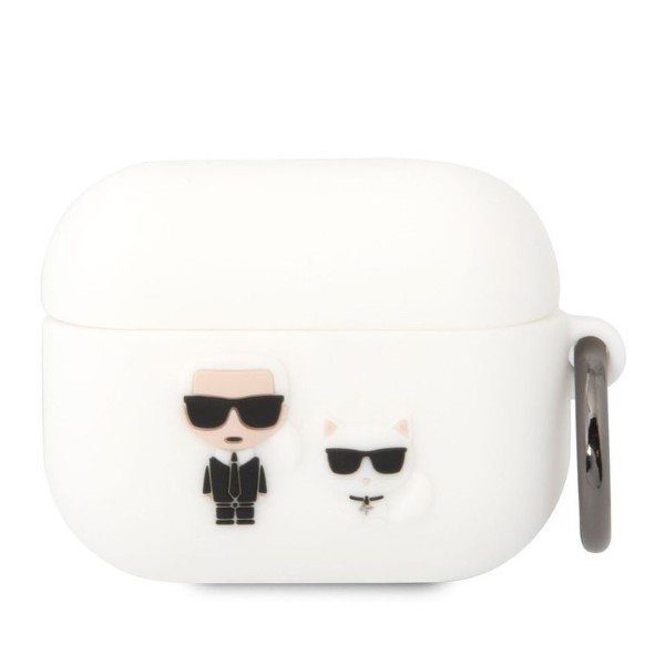 Karl Lagerfeld KLACAPSILKCW AirPods Pro dėklas, baltos spalvos, Silicone Karl & Choupette aprašymas - Prekės nuotrauka