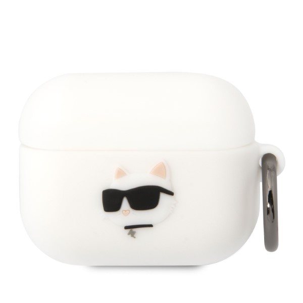 Karl Lagerfeld KLAPRUNCHH AirPods Pro dėklas baltos spalvos Silicone Choupette Head 3D aprašymas - Prekės nuotrauka