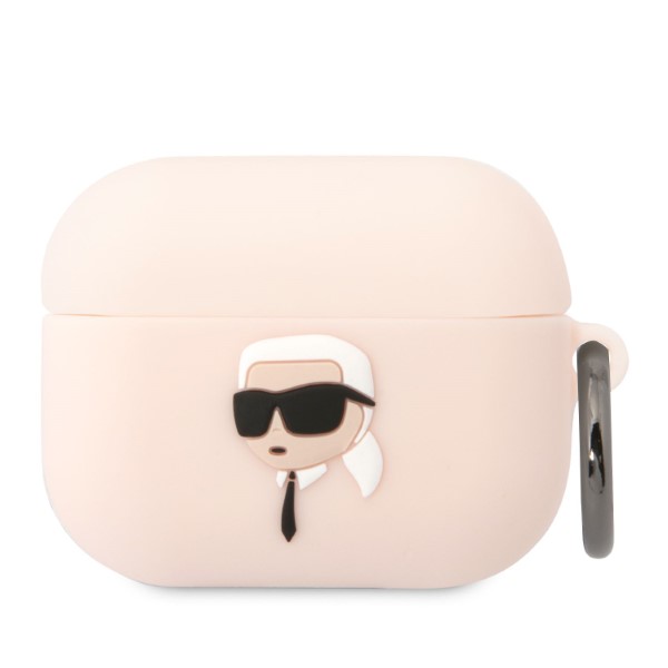 Karl Lagerfeld KLAPRUNIKP AirPods Pro dėklas rožinės spalvos silikoninis Karl Head 3D aprašymas - Prekės nuotrauka