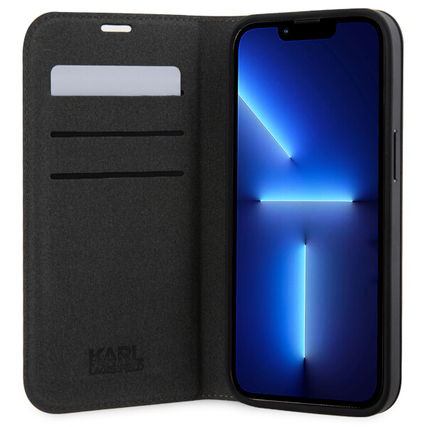 Karl Lagerfeld KLBKP14LSANKCPG Apple iPhone 14 Pro 6.1″ bookdėklas sidabrinis Saffiano Karl & Choupette aprašymas - Prekės nuotrauka Karl Lagerfeld KLBKP14LSANKCPG Apple iPhone 14 Pro 6.1″ bookdėklas sidabrinis Saffiano Karl & Choupette aprašymas - Prekės nuotrauka