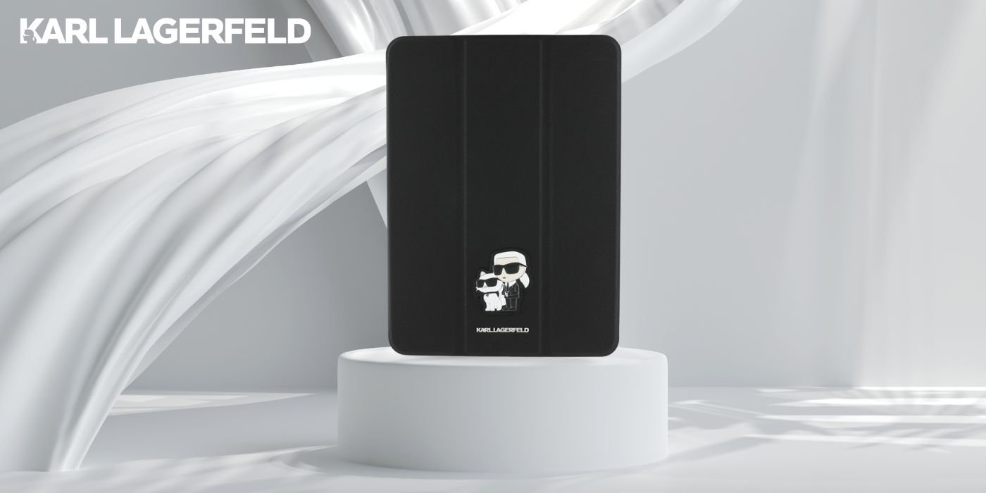 Karl Lagerfeld KLFC11RM24SAKCK Apple iPad Air 11″ 2024 Book Cover juodos spalvos Saffiano Magnetic Karl &Choupette aprašymas - Prekės nuotrauka