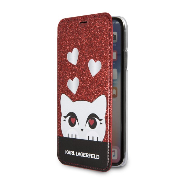 Karl Lagerfeld KLFLBKPXVDCRE iPhone X/XS raudonos spalvos knygutės tipo dėklas Valentine aprašymas - Prekės nuotrauka