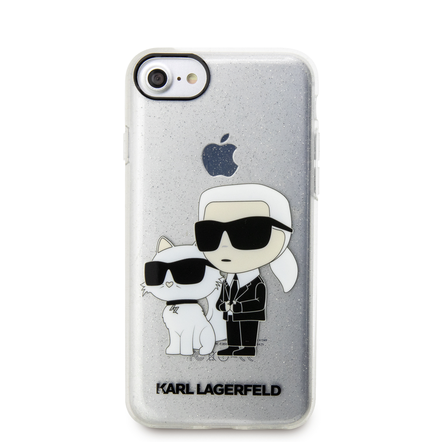 Karl Lagerfeld KLHCI8HNKCTGT iPhone 7/8/SE 2020 / SE 2022 skaidrus kietas dėklas su blizgučiais Karl&Choupette aprašymas - Prekės nuotrauka