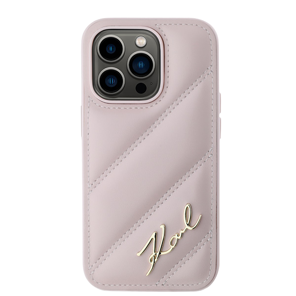 Karl Lagerfeld KLHCN61PQDSMGP Apple iPhone 11 / Xr 6.1″ rožinės spalvos kietas dėklas Diagonal Quilted Script aprašymas - Prekės nuotrauka