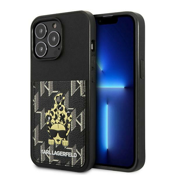 Karl Lagerfeld KLHCP13LCANCNK iPhone 13 Pro / 13 6,1″ kietas dėklas juodos spalvos Karlimals Cardslot aprašymas - Prekės nuotrauka