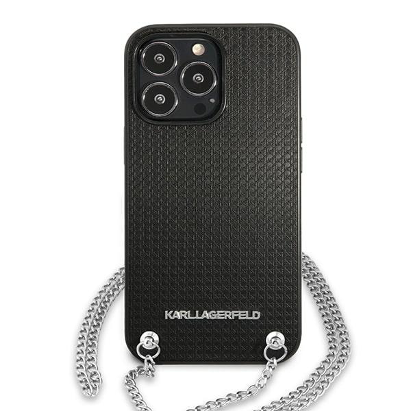 Karl Lagerfeld KLHCP13LPMK Apple iPhone 13 Pro / 13 6,1″ kietas dėklas juodos spalvos Leather Textured and Chain aprašymas - Prekės nuotrauka Karl Lagerfeld KLHCP13LPMK Apple iPhone 13 Pro / 13 6,1″ kietas dėklas juodos spalvos Leather Textured and Chain aprašymas - Prekės nuotrauka