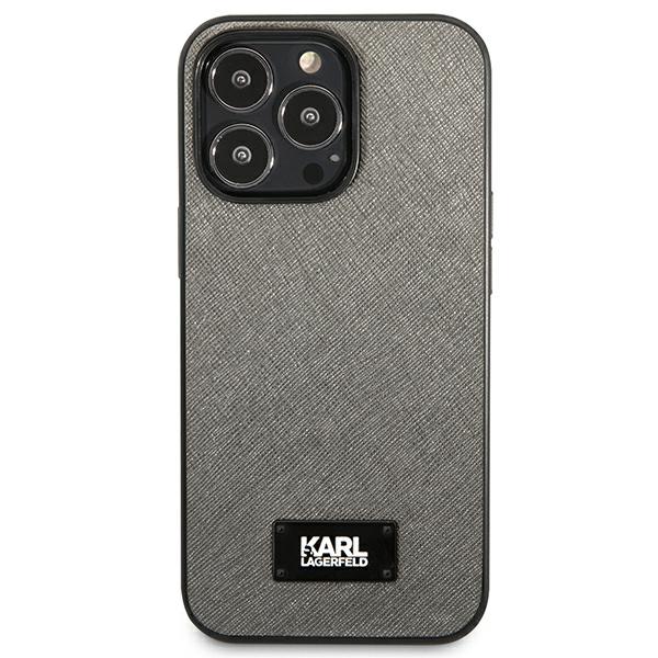 Karl Lagerfeld KLHCP13LSFMP2DG Apple iPhone 13 Pro / 13 6,1″ kietas dėklas sidabrinis Saffiano Plaque aprašymas - Prekės nuotrauka Karl Lagerfeld KLHCP13LSFMP2DG Apple iPhone 13 Pro / 13 6,1″ kietas dėklas sidabrinis Saffiano Plaque aprašymas - Prekės nuotrauka