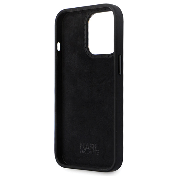 Karl Lagerfeld KLHCP13LSMHKNPK iPhone 13 Pro / 13 6.1″ juodos spalvos silikoninis dėklas Ikonik Metal Pin aprašymas - Prekės nuotrauka