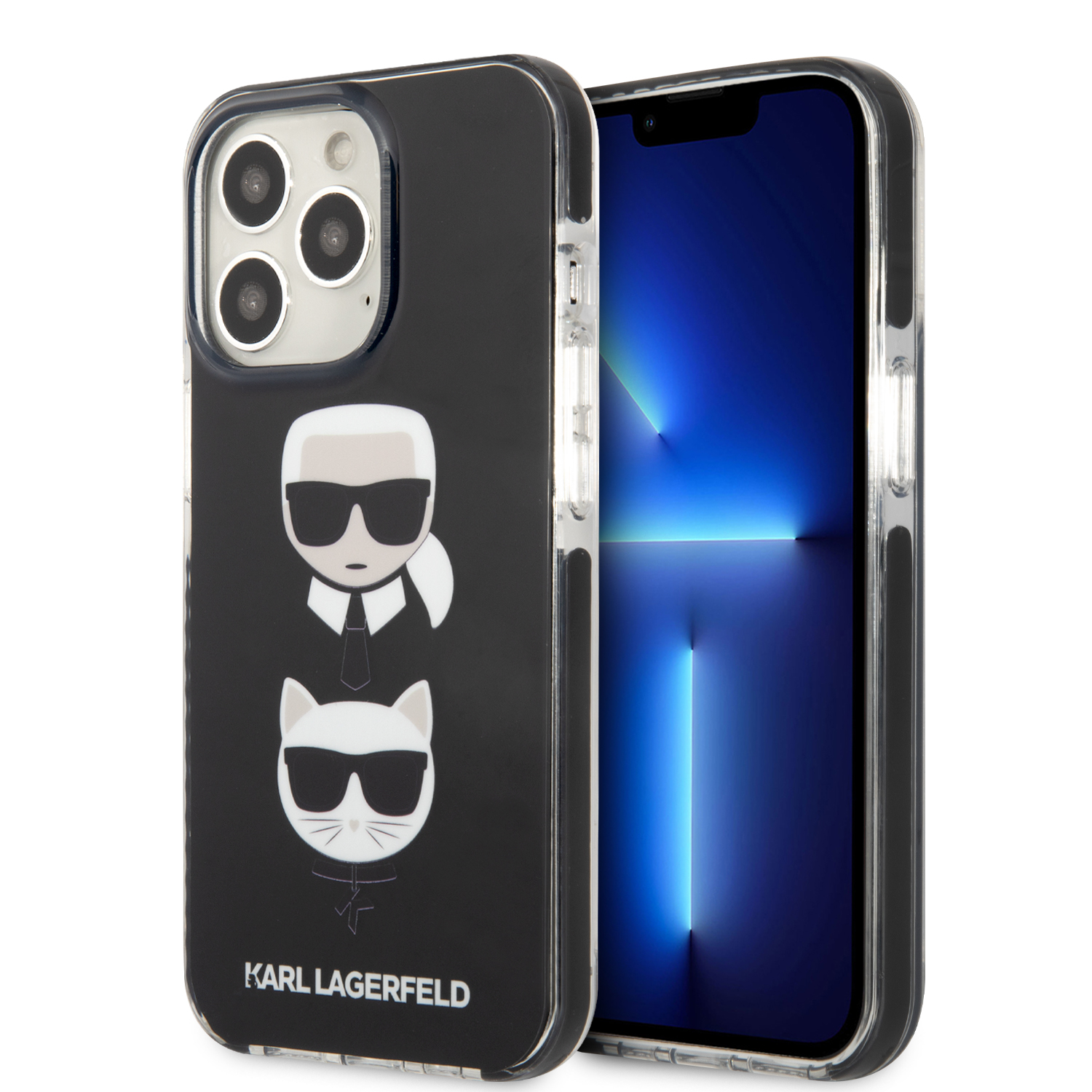 Karl Lagerfeld KLHCP13LTPE2TK Apple iPhone 13 Pro / 13 6,1″ kietas dėklas juodos spalvos Karl&Choupette Head aprašymas - Prekės nuotrauka