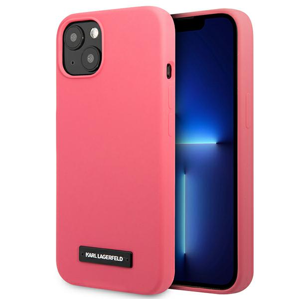Karl Lagerfeld KLHCP13MSLMP1PI Apple iPhone 13 / 14 / 15 6,1″ kietas dėklas fuchsia Silicone Plaque aprašymas - Prekės nuotrauka