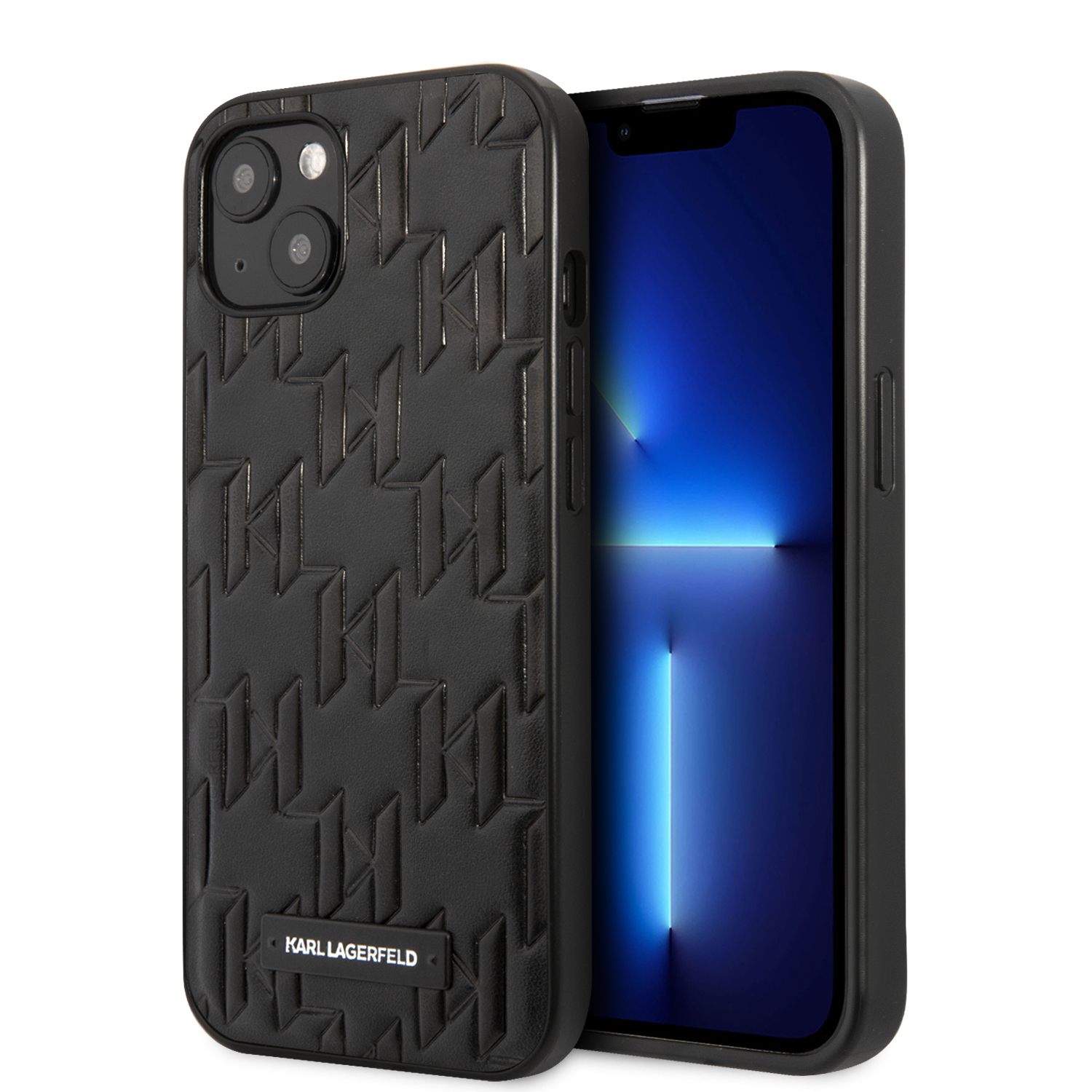 Karl Lagerfeld KLHCP13SMNMP1K Apple iPhone 13 mini 5,4″ kietas dėklas juodos spalvos Monogram Plaque aprašymas - Prekės nuotrauka