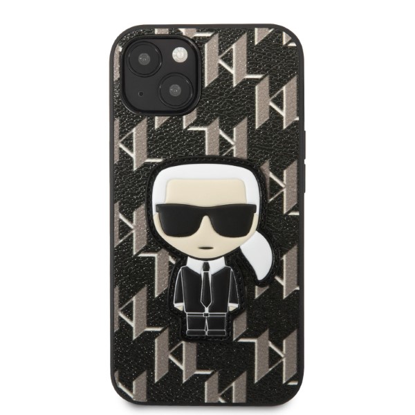 Karl Lagerfeld KLHCP13SPMNIKBK Apple iPhone 13 mini 5,4″ kietas dėklas juodos spalvos Monogram Ikonik Patch aprašymas - Prekės nuotrauka