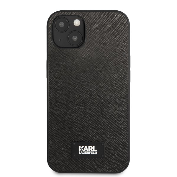Karl Lagerfeld KLHCP13SSFMP2K Apple iPhone 13 mini 5,4″ kietas dėklas juodos spalvos Saffiano Plaque aprašymas - Prekės nuotrauka