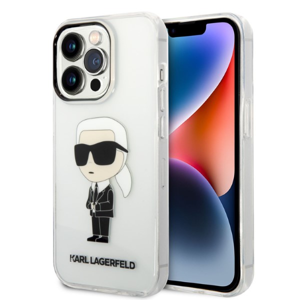 Karl Lagerfeld KLHCP14LHNIKTCT iPhone 14 Pro 6,1″ skaidrus kietas dėklas Ikonik Karl Lagerfeld aprašymas - Prekės nuotrauka