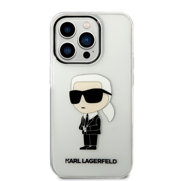 Karl Lagerfeld KLHCP14LHNIKTCT iPhone 14 Pro 6,1″ skaidrus kietas dėklas Ikonik Karl Lagerfeld aprašymas - Prekės nuotrauka