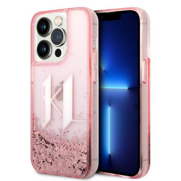 Karl Lagerfeld KLHCP14LLBKLCP iPhone 14 Pro 6,1″ rožinės spalvos kietas dėklas Liquid Glitter Big KL aprašymas - Prekės nuotrauka