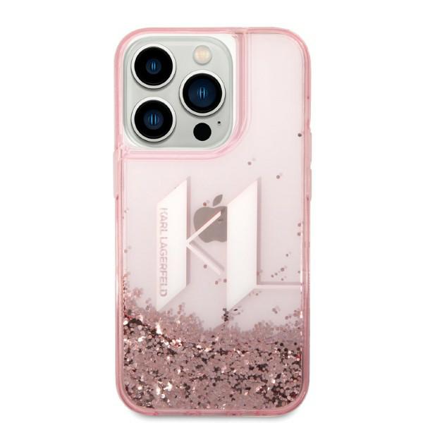 Karl Lagerfeld KLHCP14LLBKLCP iPhone 14 Pro 6,1″ rožinės spalvos kietas dėklas Liquid Glitter Big KL aprašymas - Prekės nuotrauka