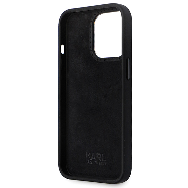 Karl Lagerfeld KLHCP14LSMHKNPK iPhone 14 Pro 6.1″ juodos spalvos silikoninis dėklas Ikonik Metal Pin aprašymas - Prekės nuotrauka