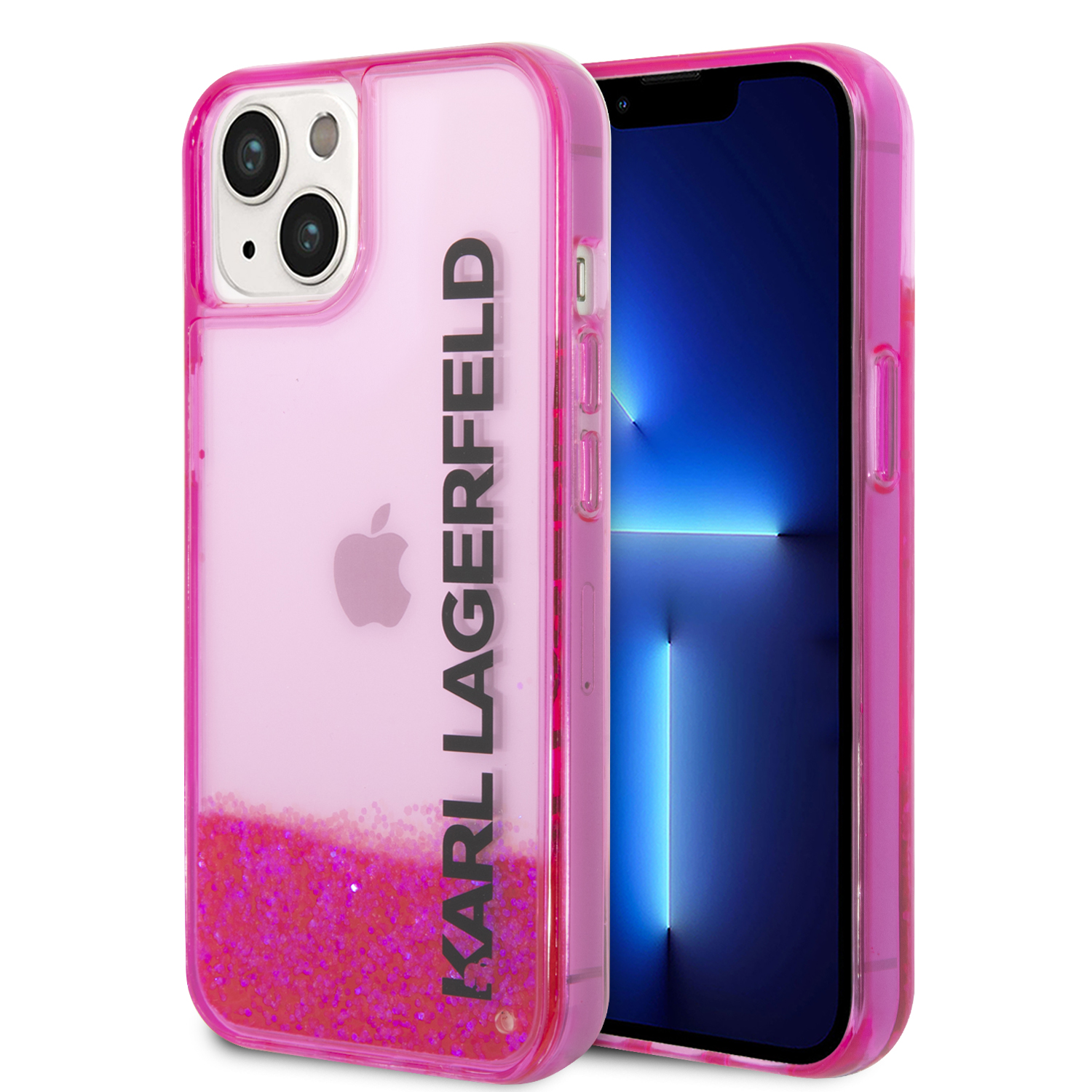 Karl Lagerfeld KLHCP14MLCKVF iPhone 14 Plus / 15 Plus 6,7″ rožinės spalvos kietas dėklas Liquid Glitter Elong aprašymas - Prekės nuotrauka