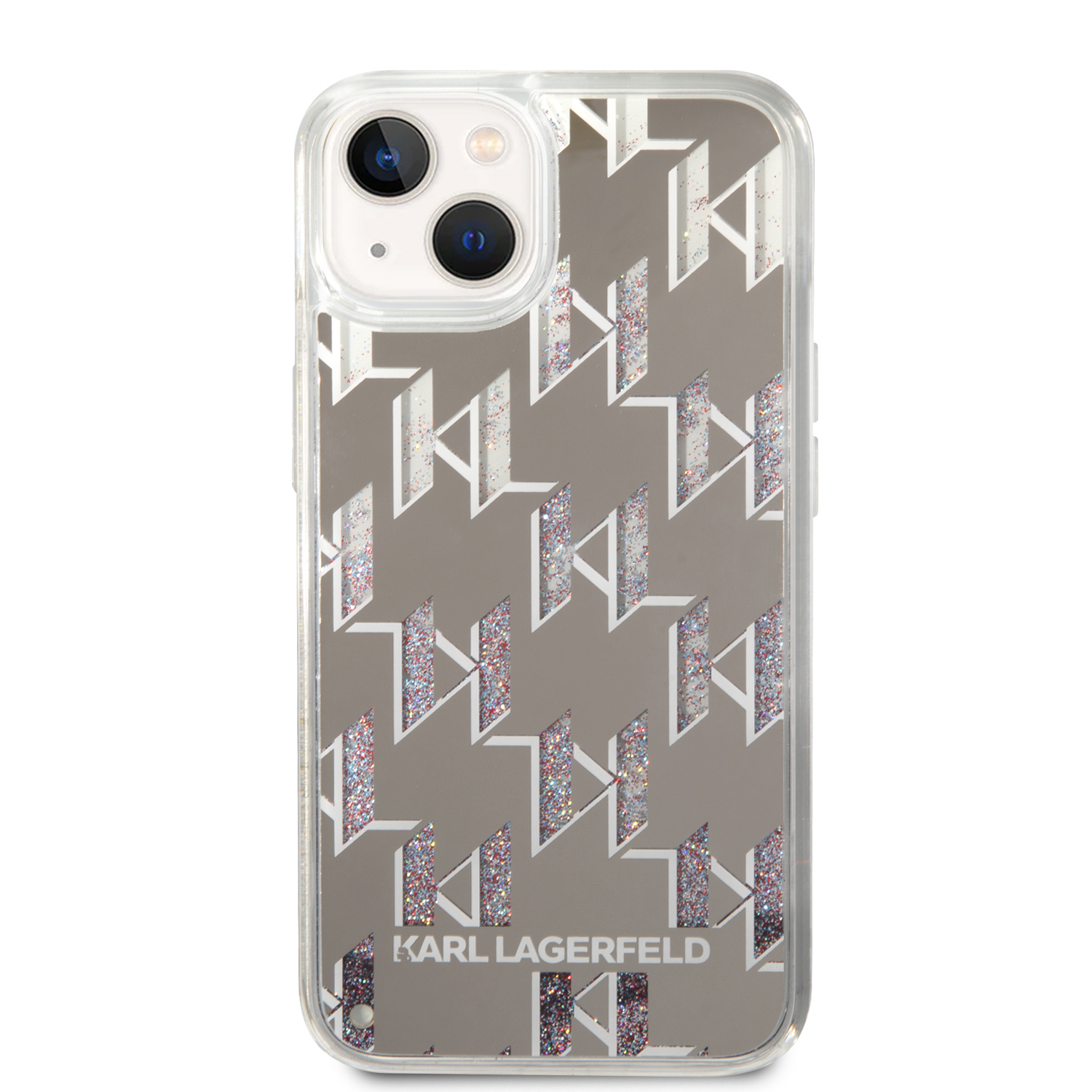 Karl Lagerfeld KLHCP14MLMNMS iPhone 14 Plus / 15 Plus 6,7″ kietas dėklas sidabrinis Liquid Glitter Mon aprašymas - Prekės nuotrauka