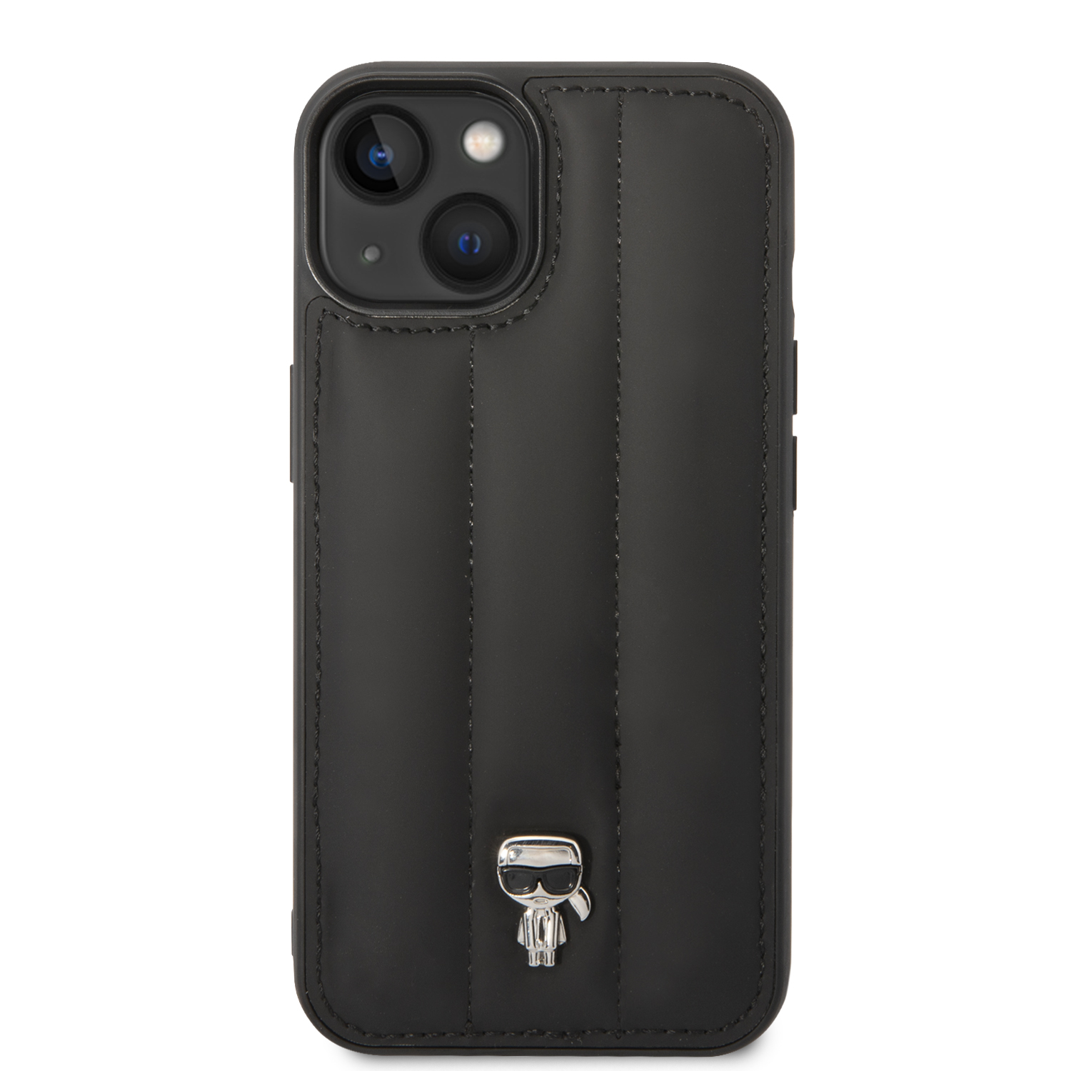 Karl Lagerfeld KLHCP14SPSQPK Apple iPhone 14/ 15 / 13 6,1″ kietas dėklas juodos spalvos Puffy Ikonik Pin aprašymas - Prekės nuotrauka