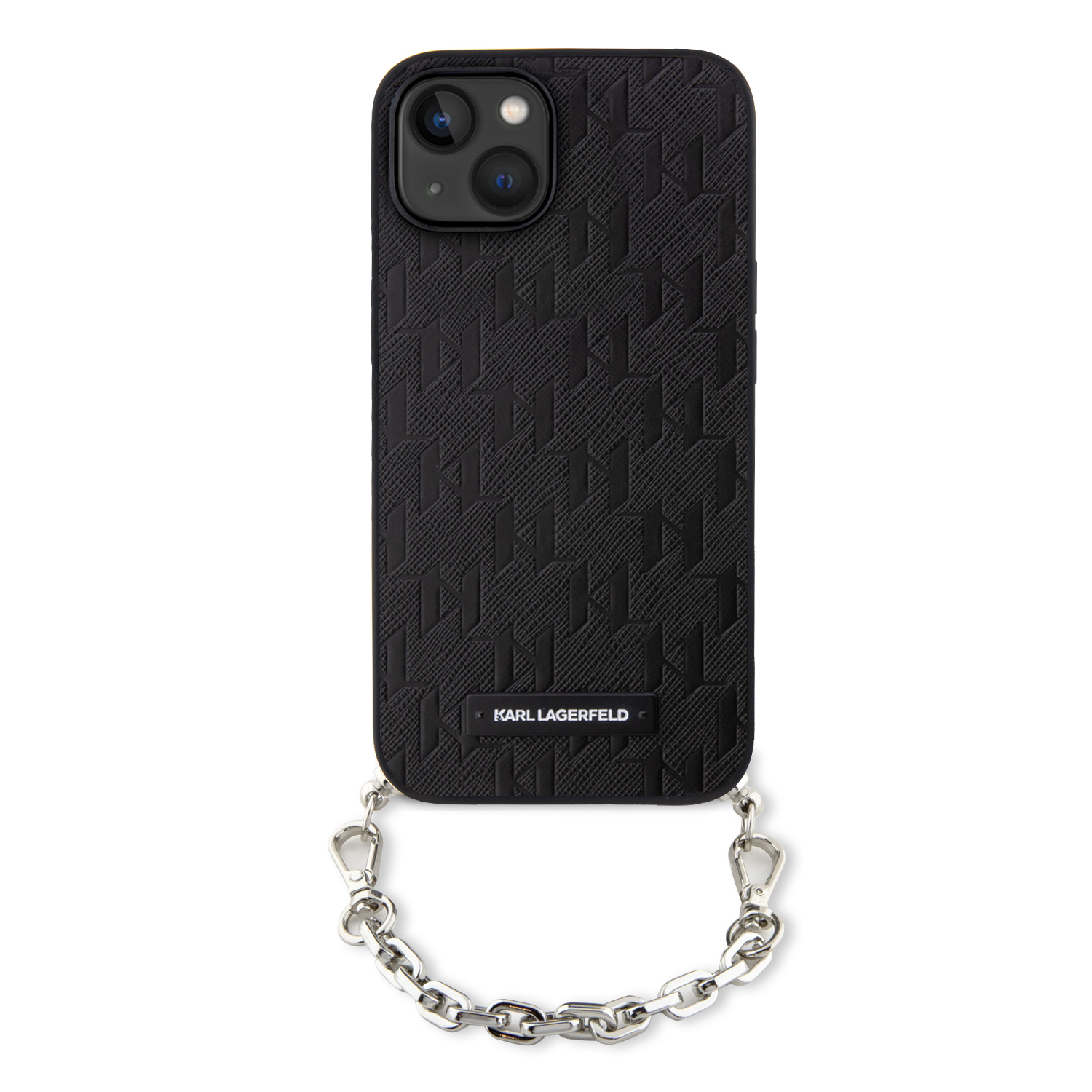 Karl Lagerfeld KLHCP14SSACKLHPK Apple iPhone 14 / 15 / 13 6.1″ juodos spalvos kietas dėklas Saffiano Monogram Chai aprašymas - Prekės nuotrauka