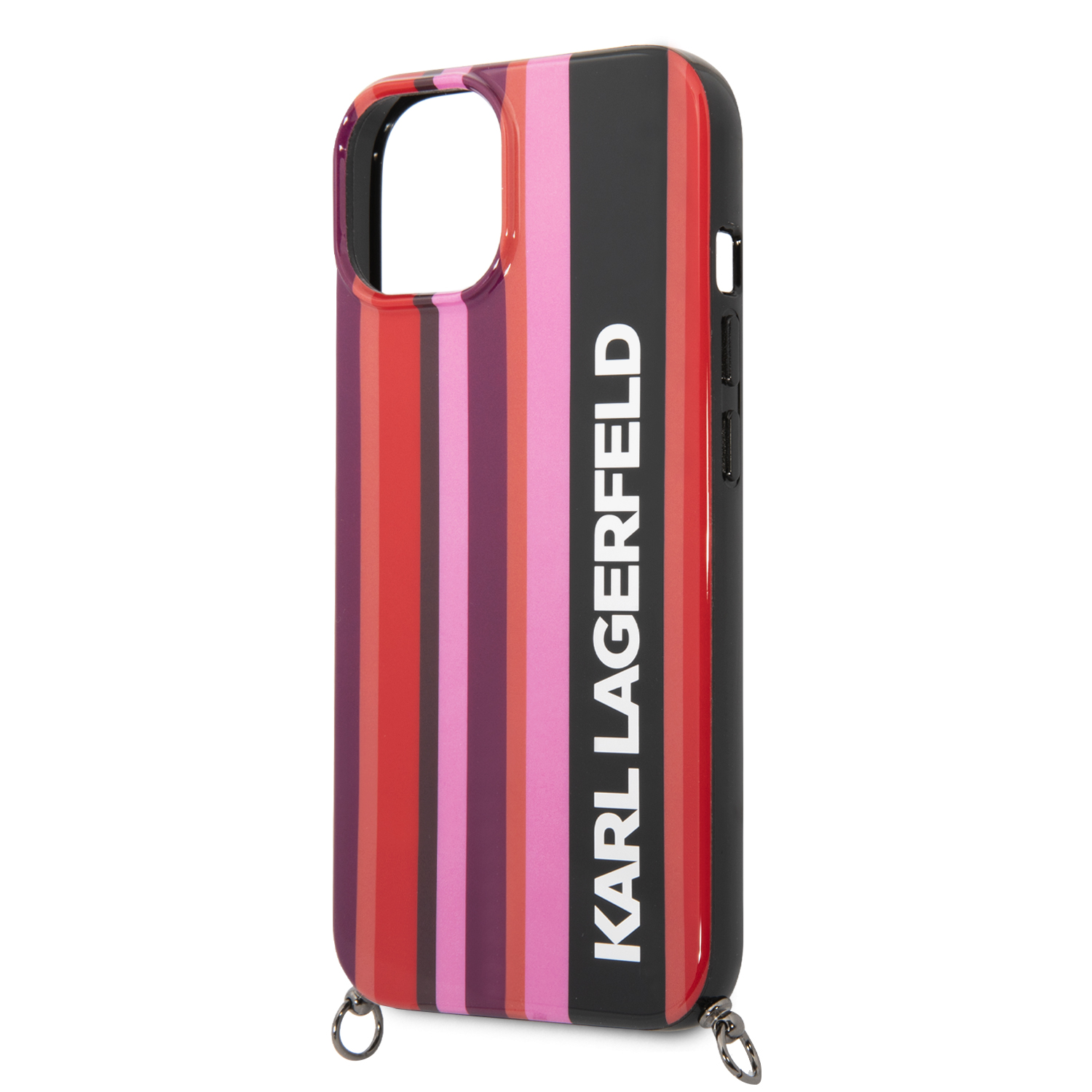 Dėklas Karl Lagerfeld KLHCP14SSTSTP Apple iPhone 14/ 15 / 13 6,1″ hardcase rožinės spalvos Color Stripes Strap aprašymas - Prekės nuotrauka
