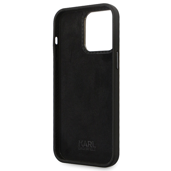 Karl Lagerfeld KLHCP14XSMHKNPK iPhone 14 Pro Max 6.7″ juodos spalvos silikoninis dėklas Ikonik Metal Pin aprašymas - Prekės nuotrauka