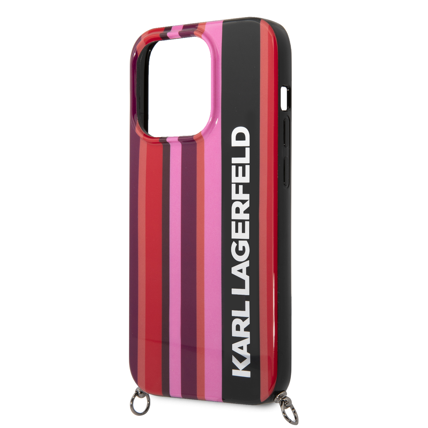 Karl Lagerfeld KLHCP14XSTSTP iPhone 14 Pro Max 6,7″ kietas dėklas rožinės spalvos Color Stripes Strap aprašymas - Prekės nuotrauka