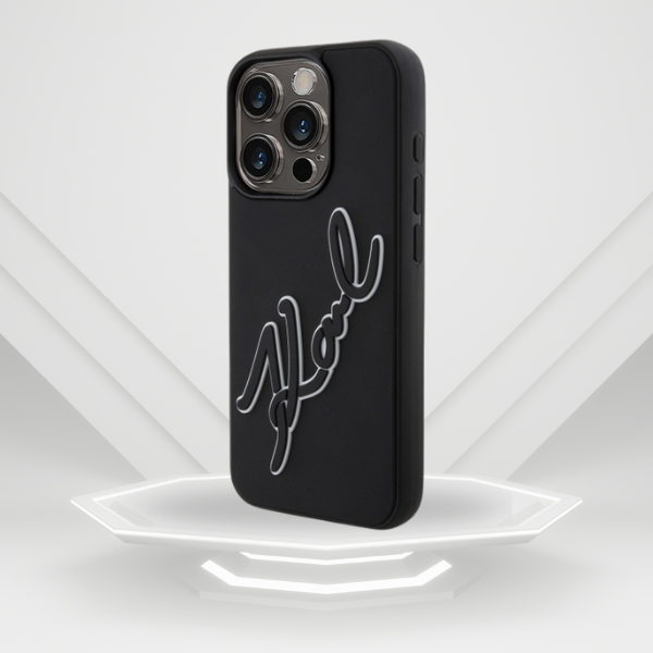 Karl Lagerfeld KLHCP15L3DRKSDLK iPhone 15 Pro 6.1″ juodos spalvos kietas dėklas 3D Rubber Signature aprašymas - Prekės nuotrauka