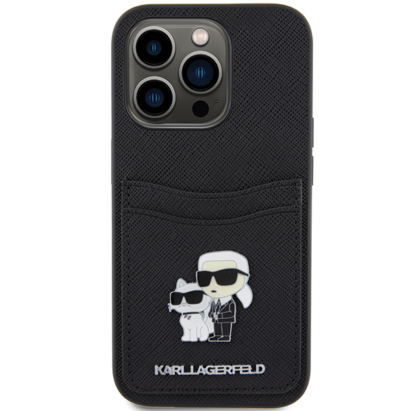 Karl Lagerfeld KLHCP15LSAPKCNPK Apple iPhone 15 Pro 6.1″ juodos spalvos kietas dėklas Saffiano Cardslot Karl&Choup aprašymas - Prekės nuotrauka