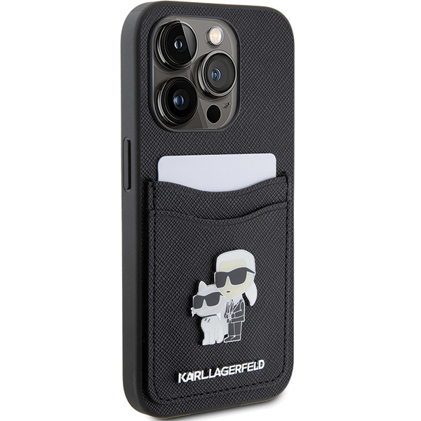Karl Lagerfeld KLHCP15LSAPKCNPK Apple iPhone 15 Pro 6.1″ juodos spalvos kietas dėklas Saffiano Cardslot Karl&Choup aprašymas - Prekės nuotrauka