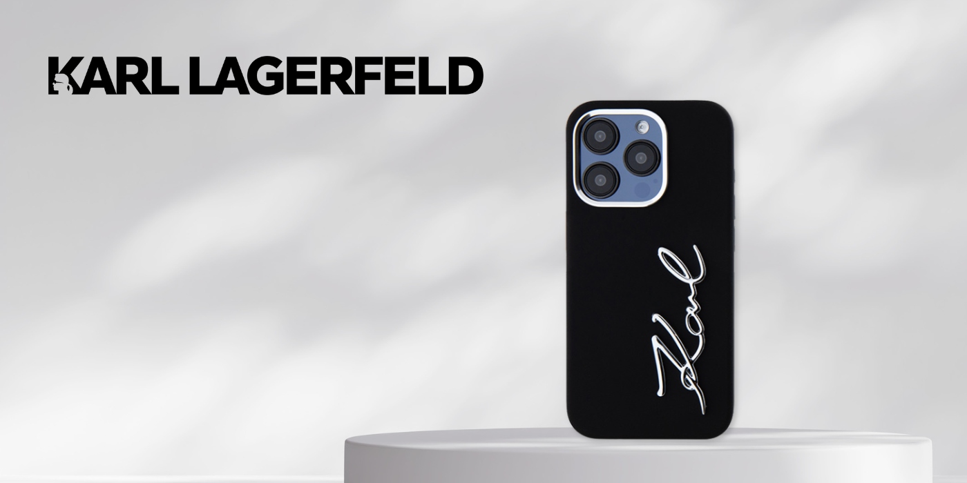 Karl Lagerfeld KLHCP15LSCMSMVK iPhone 15 Pro 6.1″ juodos spalvos kietas dėklas Silicone Metal Script Logo aprašymas - Prekės nuotrauka