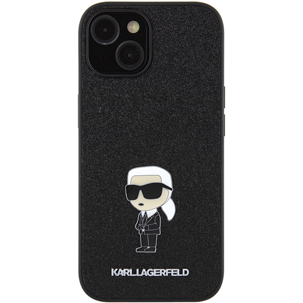 Karl Lagerfeld KLHCP15SGKNPSK Apple iPhone 15/ 14 / 13 6.1″ juodos spalvos kietas dėklas Fixed Glitter Ikonik Log aprašymas - Prekės nuotrauka
