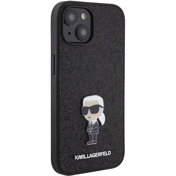 Karl Lagerfeld KLHCP15SGKNPSK Apple iPhone 15/ 14 / 13 6.1″ juodos spalvos kietas dėklas Fixed Glitter Ikonik Log aprašymas - Prekės nuotrauka