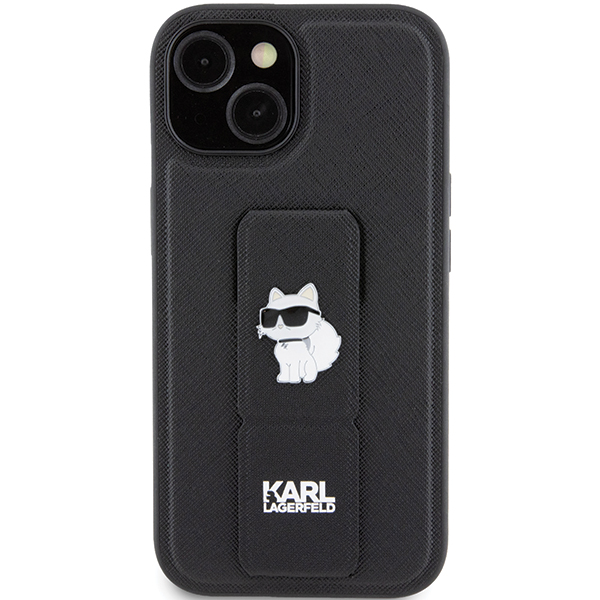 Karl Lagerfeld KLHCP15SGSACHPK Apple iPhone 15/ 14 / 13 6.1″ juodos spalvos kietas dėklas Gripstand Saffiano Chou aprašymas - Prekės nuotrauka